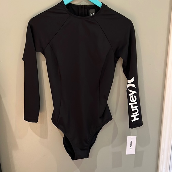Hurley Other - NWT Black Hurley long sleeve surf suit Small one piece swimsuit